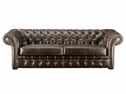Sofa 3+2+1 plazas chesterfield de piel envejecida CLOTAIRE^Vente-unique Online