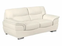 Vente-unique Sofa 3+2+1 plazas de piel color blanco THIBAULT Marfil Best