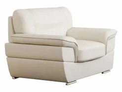 Vente-unique Sofa 3+1 plazas de piel de becerro blanco THIBAULT Marfil Sale