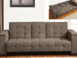 Sofa cama 3 plazas clic-clac de microfibra, marrón DEVONSHIRE^Vente-unique Hot
