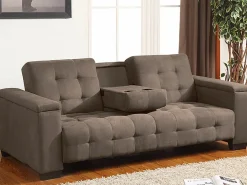 Sofa cama 3 plazas clic-clac de microfibra, marrón DEVONSHIRE^Vente-unique Hot