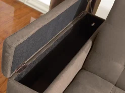 Sofa cama 3 plazas clic-clac de microfibra, marrón DEVONSHIRE^Vente-unique Hot