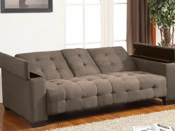 Sofa cama 3 plazas clic-clac de microfibra, marrón DEVONSHIRE^Vente-unique Hot
