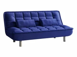 Vente-unique Sofá - 3 Plazas|Sofá Cama|Sofa cama clic-clac microfibra en color azul MISHAN