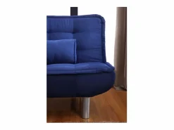 Vente-unique Sofá - 3 Plazas|Sofá Cama|Sofa cama clic-clac microfibra en color azul MISHAN