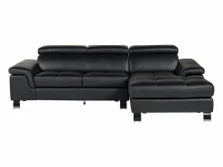 Vente-unique Sofa rinconera de piel negra y angulo derecho MISHIMA Negro New