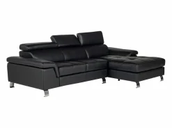 Vente-unique Sofa rinconera de piel negra y angulo derecho MISHIMA Negro New