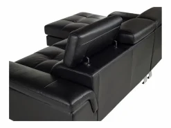 Sofa rinconera de piel negra y angulo izquierdo MISHIMA^Vente-unique Best