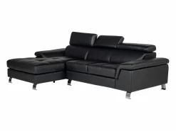 Sofa rinconera de piel negra y angulo izquierdo MISHIMA^Vente-unique Best