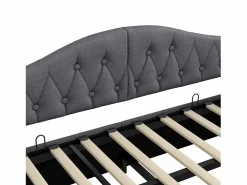 Sofá-cama acolchado 90×200 cm - con tira LED luminosa - compartimento de almacenamiento - con somier de láminas -^ModernLuxe Sale