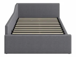 ModernLuxe Sofá-cama acolchado 140×200 cm - con espacio de almacenamiento - con somier de láminas - MDF+lino - Gris Discount