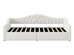 Sofá-cama acolchado 90×200 cm - con tira luminosa LED - almacenamiento - con somier de láminas -^ModernLuxe Best