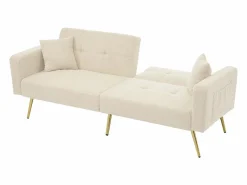 Sofá-cama con función de cama, ángulo ajustable, patas doradas, con cojines y bolsillos de almacenamiento laterales,^KOMHTOM Sale
