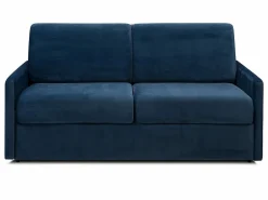 Vente-unique Sofá-cama de apertura exprés terciopelo azul CALIFE Azul oscuro