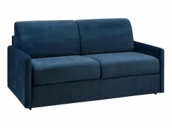 Vente-unique Sofá-cama de apertura exprés terciopelo azul CALIFE Azul oscuro