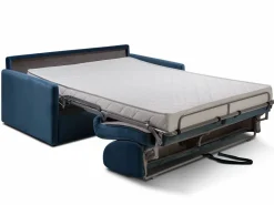 Vente-unique Sofá-cama de apertura exprés terciopelo azul CALIFE Azul oscuro