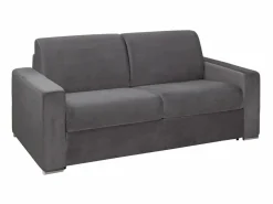 Vente-unique Sofás Y Sillones|Sofá-cama exprés 3 plazas 14 cm terciopelo Gris CALITO