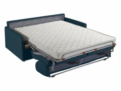 Vente-unique Sofá - 2 Plazas|Sofá-cama exprés 2 plazas 14 cm terciopelo azul CALIFE