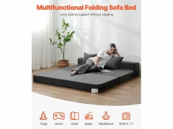 Sofá Vintage|Sofá-Cama Plegable SucceBuy, 3 en 1 con 2 Almohadas, Gris Oscuro, Queen