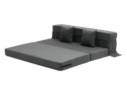 Sofá Vintage|Sofá-Cama Plegable SucceBuy, 3 en 1 con 2 Almohadas, Gris Oscuro, Queen