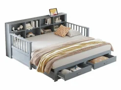Sofá-cama tipo gigue en madera maciza 90/180x190 cm - con toma de carga - con almacenamiento - con 2 cajones - somier de listones - (colchón no incluido)^ModernLuxe Hot