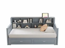 Sofá-cama tipo gigue en madera maciza 90/180x190 cm - con toma de carga - con almacenamiento - con 2 cajones - somier de listones - (colchón no incluido)^ModernLuxe Hot