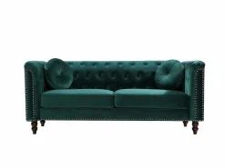 Vente-unique Sofás 3+2 plazas de terciopelo TURNER Verde esmeralda Hot