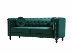 Vente-unique Sofás 3+2 plazas de terciopelo TURNER Verde esmeralda Hot