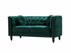 Vente-unique Sofás 3+2 plazas de terciopelo TURNER Verde esmeralda Hot