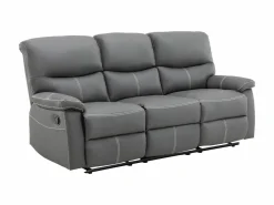 Vente-unique Conjunto Sofás|Sofás 3+2 relax: manual de piel sintética pespuntes blancos CANBY