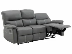 Vente-unique Conjunto Sofás|Sofás 3+2 relax: manual de piel sintética pespuntes blancos CANBY