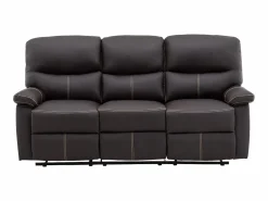 Vente-unique Conjunto Sofás|Sofás 3+2 relax: manual de piel sintética marrón pespuntes beige CANBY