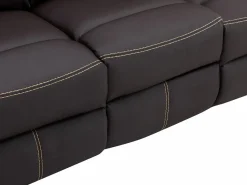 Vente-unique Conjunto Sofás|Sofás 3+2 relax: manual de piel sintética marrón pespuntes beige CANBY