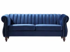 Vente-unique Sofás chesterfield 3+2 plazas de terciopelo Azul real TRUMBO Azul elu00e9ctrico