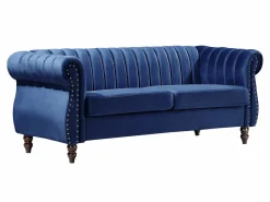 Vente-unique Sofás chesterfield 3+2 plazas de terciopelo Azul real TRUMBO Azul elu00e9ctrico