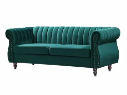 Vente-unique Sofás chesterfield de 3 plazas y 2 plazas de terciopelo TRUMBO Verde esmeralda