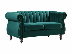 Vente-unique Sofás chesterfield de 3 plazas y 2 plazas de terciopelo TRUMBO Verde esmeralda