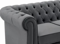 Sofás de 3 plazas, 2 plazas y un sillón de terciopelo antracita CHESTERFIELD^Vente-unique Outlet