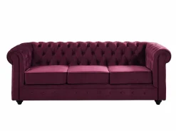 Vente-unique Conjunto Sofá Y Sillón|Sofás de 3 plazas, 2 plazas y sillón de terciopelo morado CHESTERFIELD