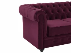 Vente-unique Conjunto Sofá Y Sillón|Sofás de 3 plazas, 2 plazas y sillón de terciopelo morado CHESTERFIELD