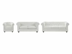 Vente-unique Sofás de 3 plazas, 2 plazas y sillón en imitación cuero CHESTERFIELD Blanco Online