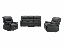 Vente-unique Sofás y sillón relax de piel sintética negra CANBY Negro