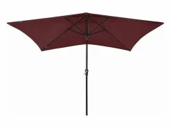Clicnbuy Sombrilla con LED y poste de acero burdeos 2x3 m Rojo Best