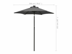 Sombrilla con luces LED aluminio antracita 200x211 cm^Clicnbuy