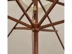 Sombrilla con palo de madera blanco crema 270x270 cm ES358175