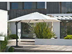 Sombrilla con pie excéntrico de acero y lona^Dcb Garden Discount