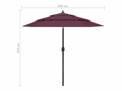 Sombrilla de 3 niveles con poste de aluminio burdeos 2,5 m^Clicnbuy New