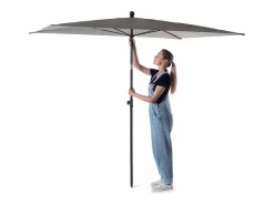 Sombrilla|Sombrilla de balcón rectangular KADAX, 210 x 140 cm, altura regulable para balcón y terraza, sombrilla de terraza plegable con bolsa de transporte, color topo, 210