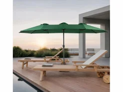 Sombrilla de doble cabeza (4,53 m x 2,67 m), sombrilla excéntrica, sistema de elevación con manivela, ideal para jardín o terraza, protección solar óptima Verde Online