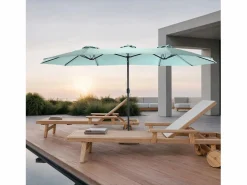 Sombrilla de doble cabeza (4,53 m x 2,67 m), sombrilla excéntrica, sistema de elevación con manivela, ideal para jardín o terraza, protección solar óptima Verde Online